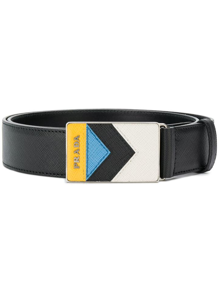 Prada Chevron Buckle Belt - Black