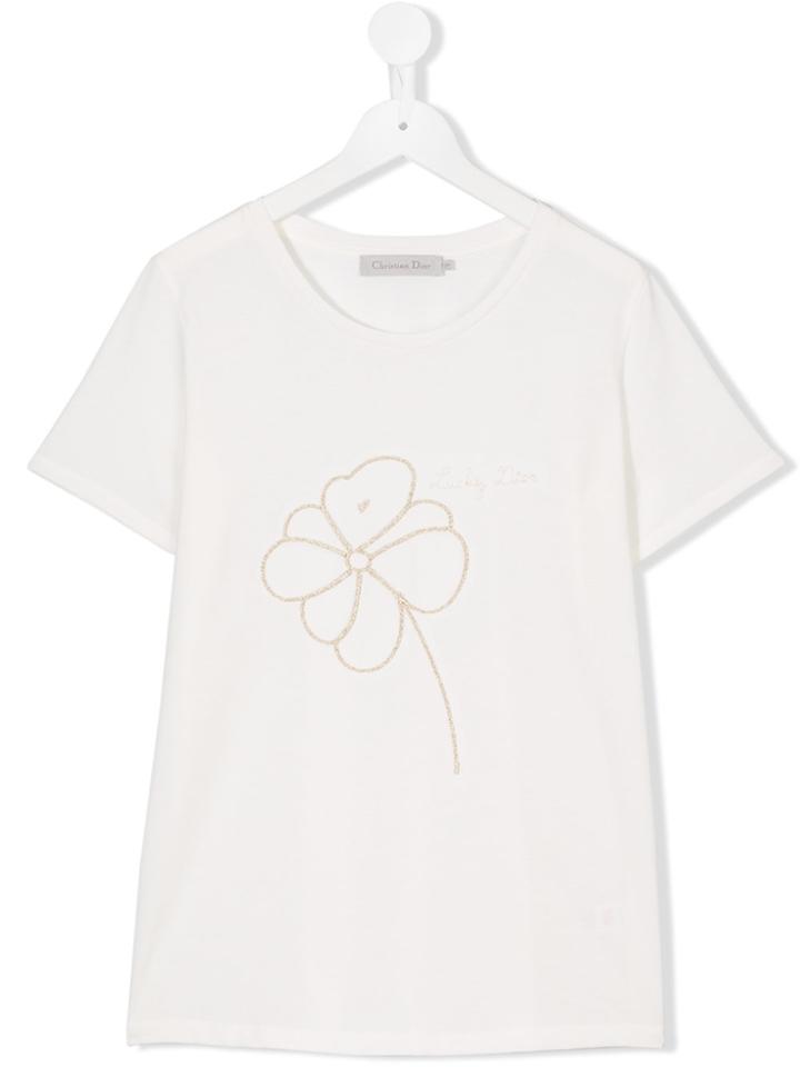 Baby Dior Floral Embroidered T-shirt - White