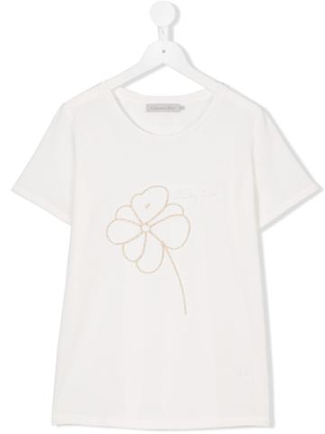 Baby Dior Floral Embroidered T-shirt - White