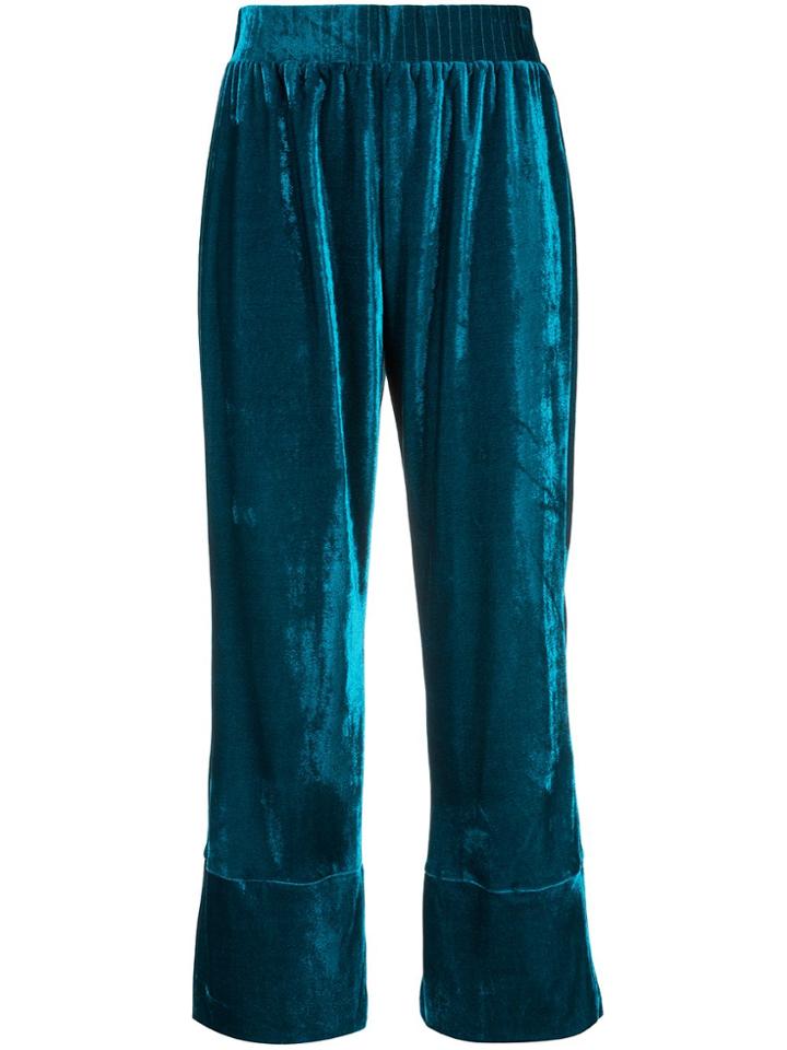 Patbo Cropped Velvet Trousers - Blue
