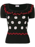 Red Valentino Floral Intarsia Knitted Top - Black