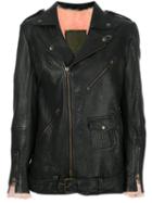 Mr & Mrs Italy - Boxy Biker Jacket - Women - Cotton/lamb Skin/polyester/polypropylene - M, Black, Cotton/lamb Skin/polyester/polypropylene