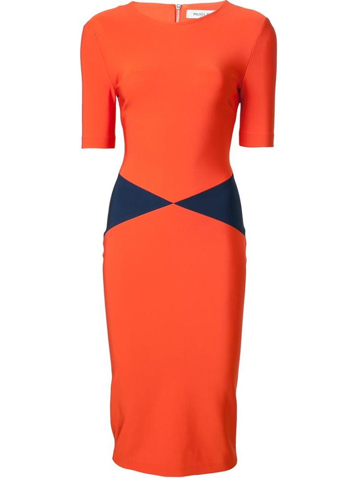Mugler Contrast Detail Fitted Dress