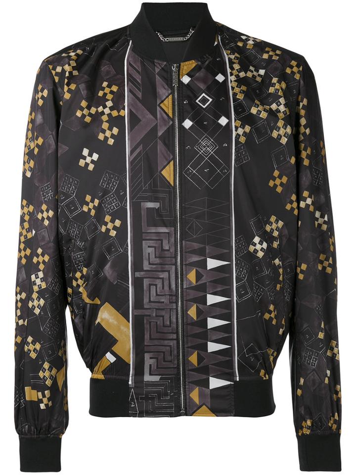 Versace - Baroque Medusa Print Bomber Jacket - Men - Cotton/polyester/spandex/elastane/viscose - 50, Black, Cotton/polyester/spandex/elastane/viscose