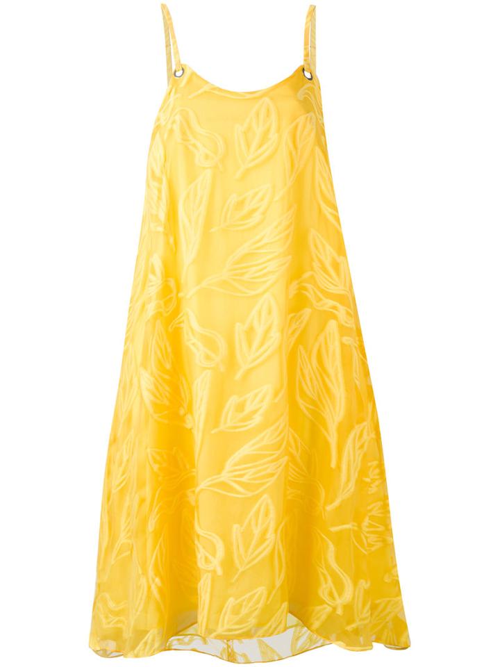 Cacharel - Floral Dress - Women - Silk/cotton - 40, Yellow/orange, Silk/cotton
