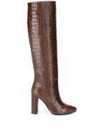 Via Roma 15 Embossed Tall Boots - Brown
