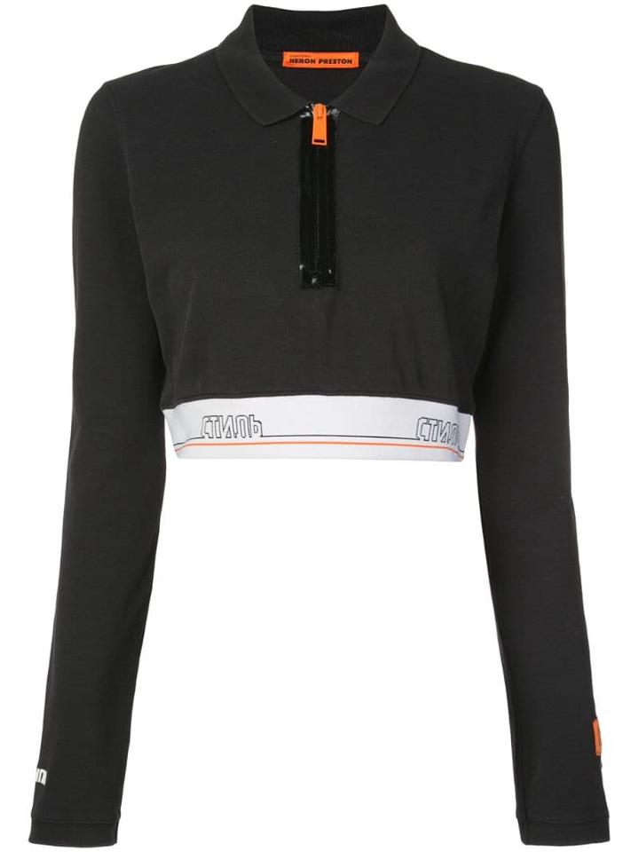 Heron Preston Tape Cropped Polo Shirt - Black