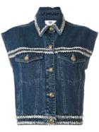 Andrea Bogosian Paiva Embroidered Denim Vest - Blue