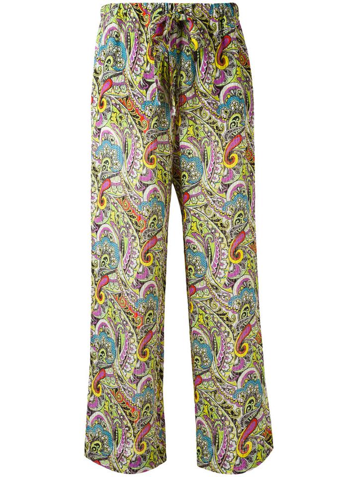 Etro Abstract Print Flared Trousers, Women's, Size: 40, Silk