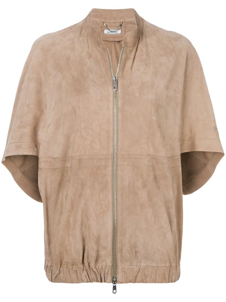 Desa 1972 Oversized Suede Bomber Jacket - Nude & Neutrals