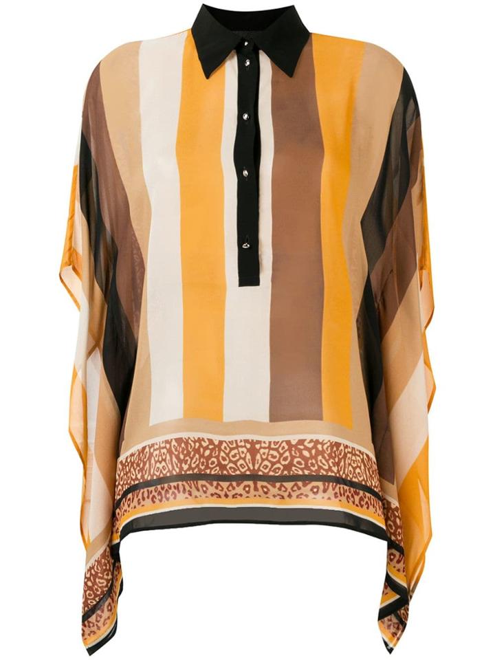 Just Cavalli Striped Ruffle Shirt - Neutrals
