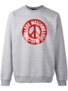 Love Moschino Logo Print Sweatshirt, Men's, Size: Medium, Grey, Cotton/polyester