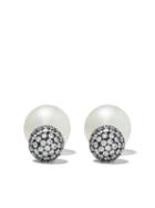Yoko London 18kt Black Gold Duet South Sea Pearl And Diamond Earrings