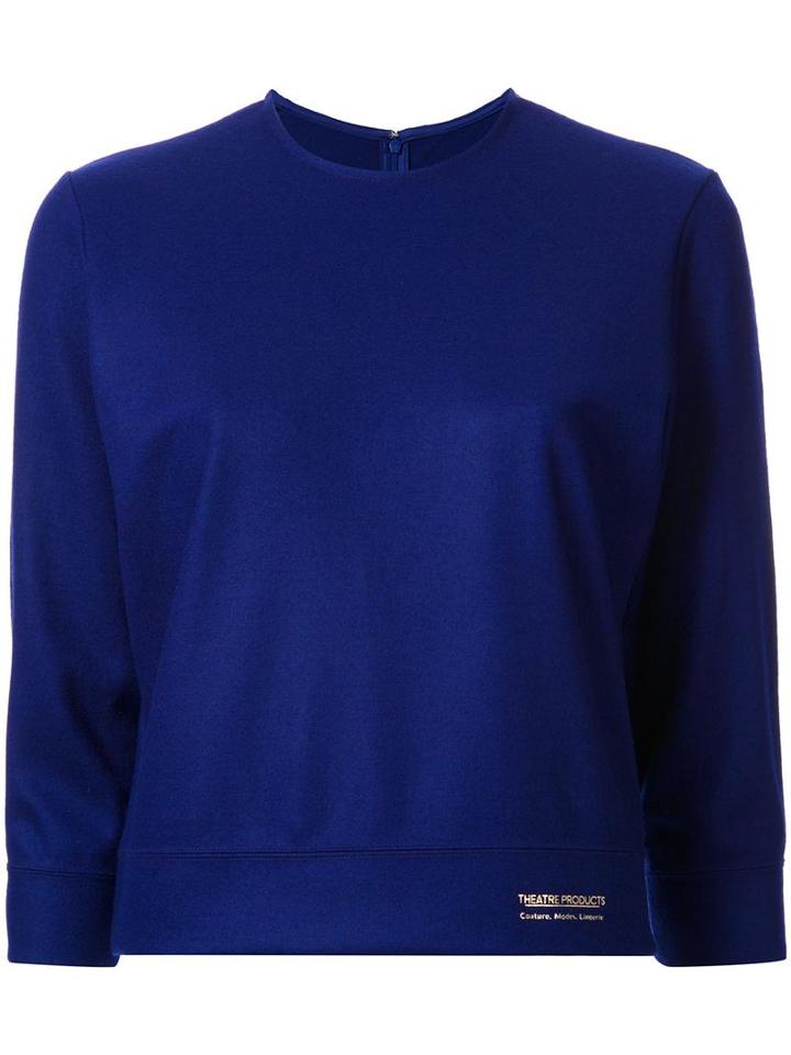 Theatre Products Three-quarters Sleeve Knit Blouse, Women's, Blue, Wool