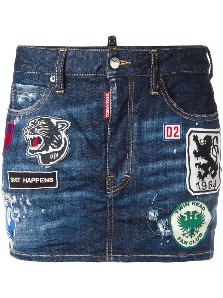 Dsquared2 Patches Denim Mini Skirt - Blue