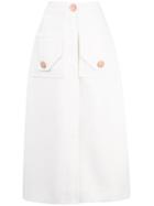 Nicholas Button Detail Skirt - White