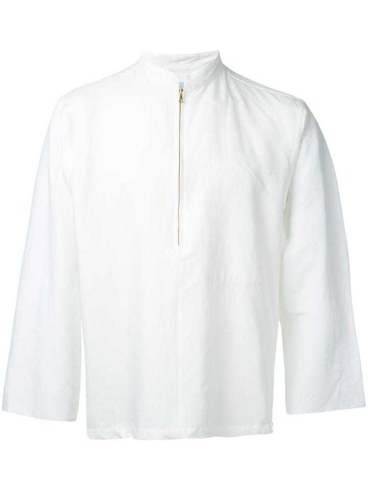 Sasquatchfabrix. - Mandarin Collar Jacket - Men - Linen/flax/nylon/polyurethane - Xl, White, Linen/flax/nylon/polyurethane