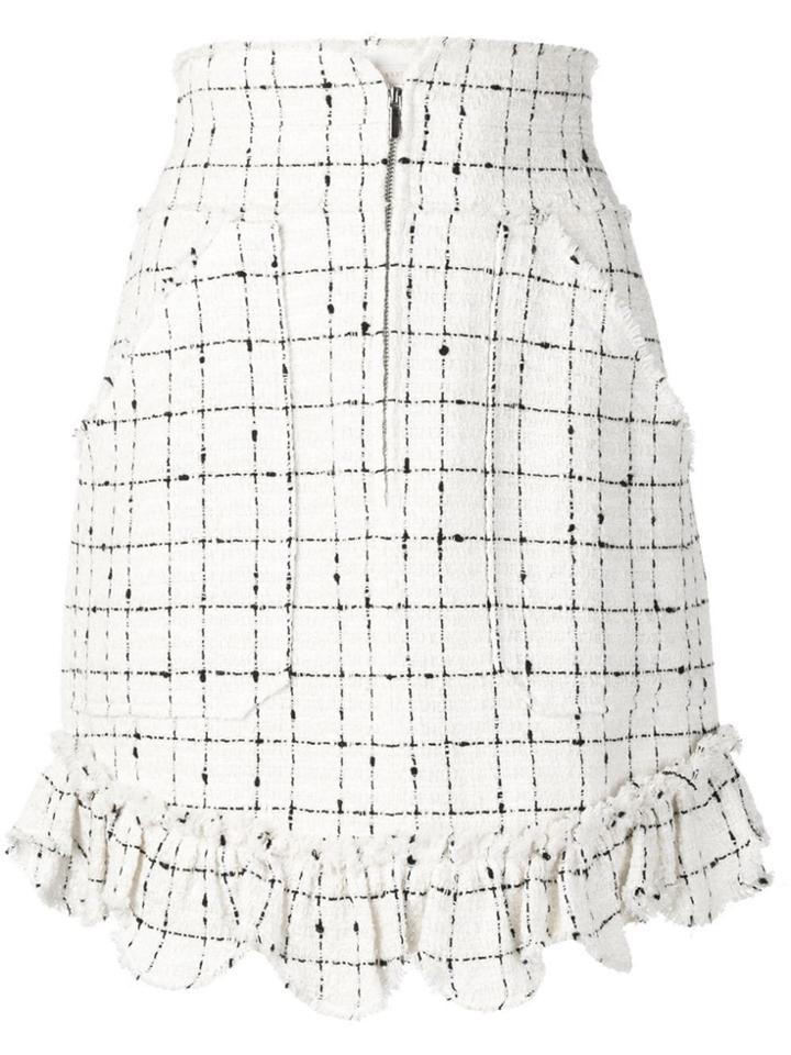Rebecca Taylor Plaid Tweed Skirt - White