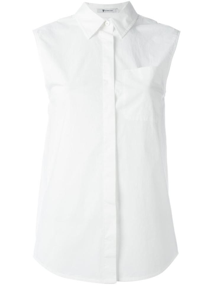 T By Alexander Wang Wrap Back Sleeveless Shirt, Women's, Size: 8, White, Cotton/spandex/elastane