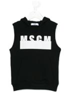Msgm Kids - Sleeveless Logo Hoodie - Kids - Cotton - 6 Yrs, Black