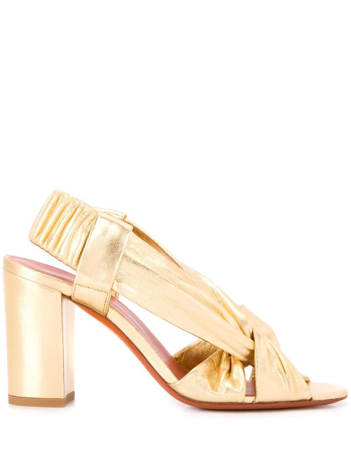 Santoni Chunky Heel Knot Sandals - Gold