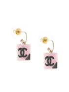 Chanel Pre-owned Diamond Quilted Cc Earrings - Pink