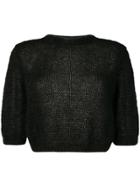 Marios Cropped Open Knit Sweater - Black