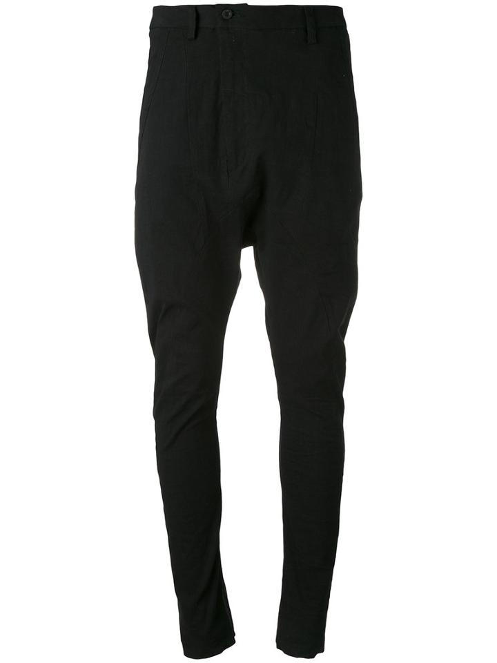 Poème Bohémien - Drop-crotch Asymmetric Trousers - Women - Cotton/linen/flax/spandex/elastane/viscose - 48, Black, Cotton/linen/flax/spandex/elastane/viscose