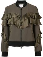 Cinq A Sept Frill Jacket, Women's, Size: Medium, Green, Polyester/triacetate