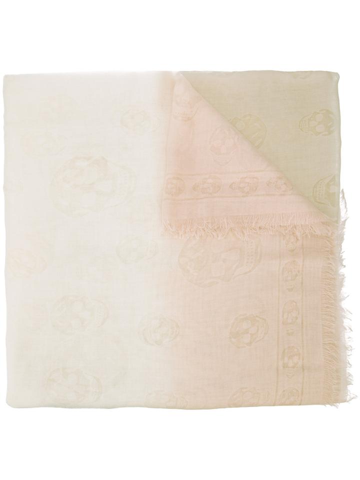 Alexander Mcqueen Two-tone Skull Print Scarf - Pink & Purple