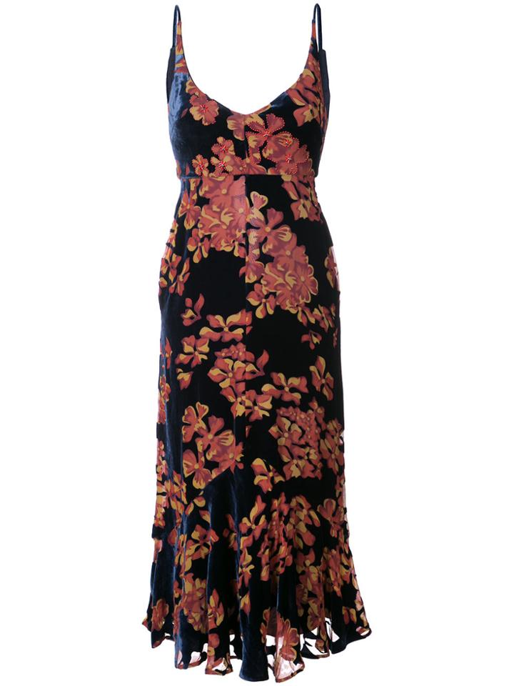 Saloni Floral Print Dress - Blue