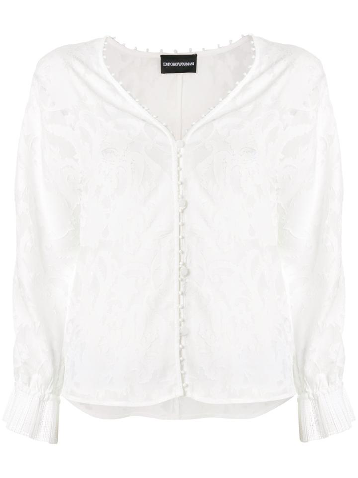 Emporio Armani Ruffled Silk Blouse - White
