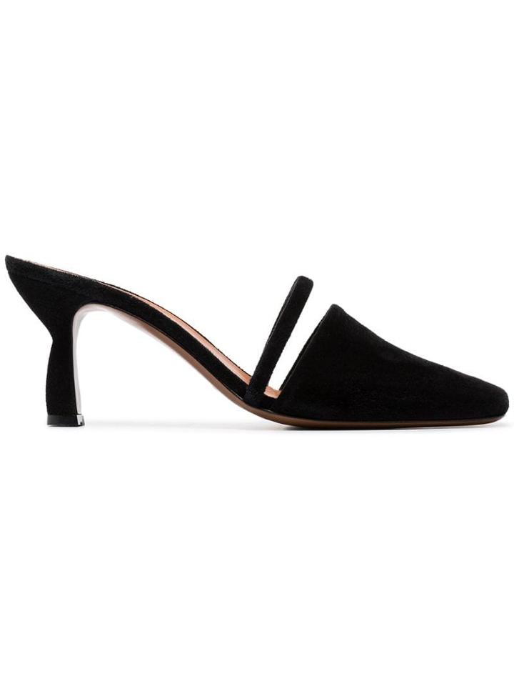 Neous Black Acan 80 Square Toe Suede Mules