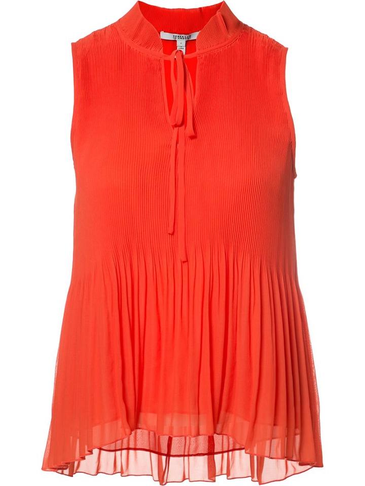 Derek Lam 10 Crosby High Neck Ruffled Blouse, Women's, Size: 2, Red, Polyester