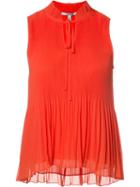 Derek Lam 10 Crosby High Neck Ruffled Blouse, Women's, Size: 2, Red, Polyester
