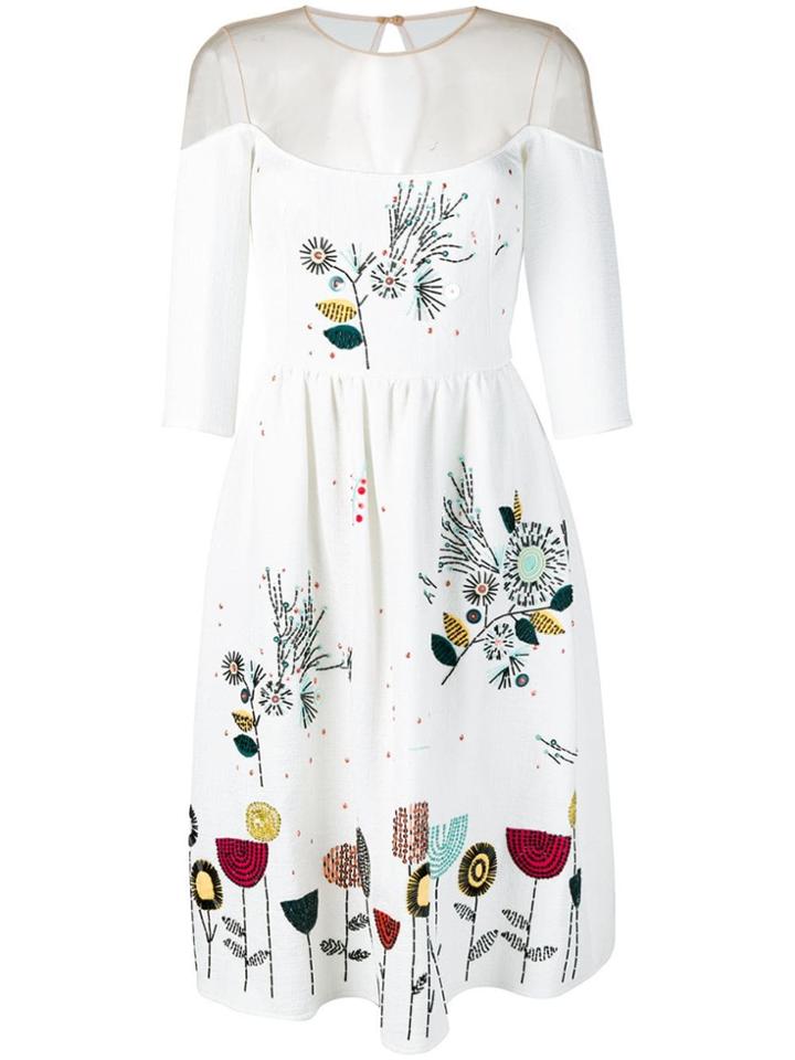 Elisabetta Franchi Bead Embroidered Dress - White
