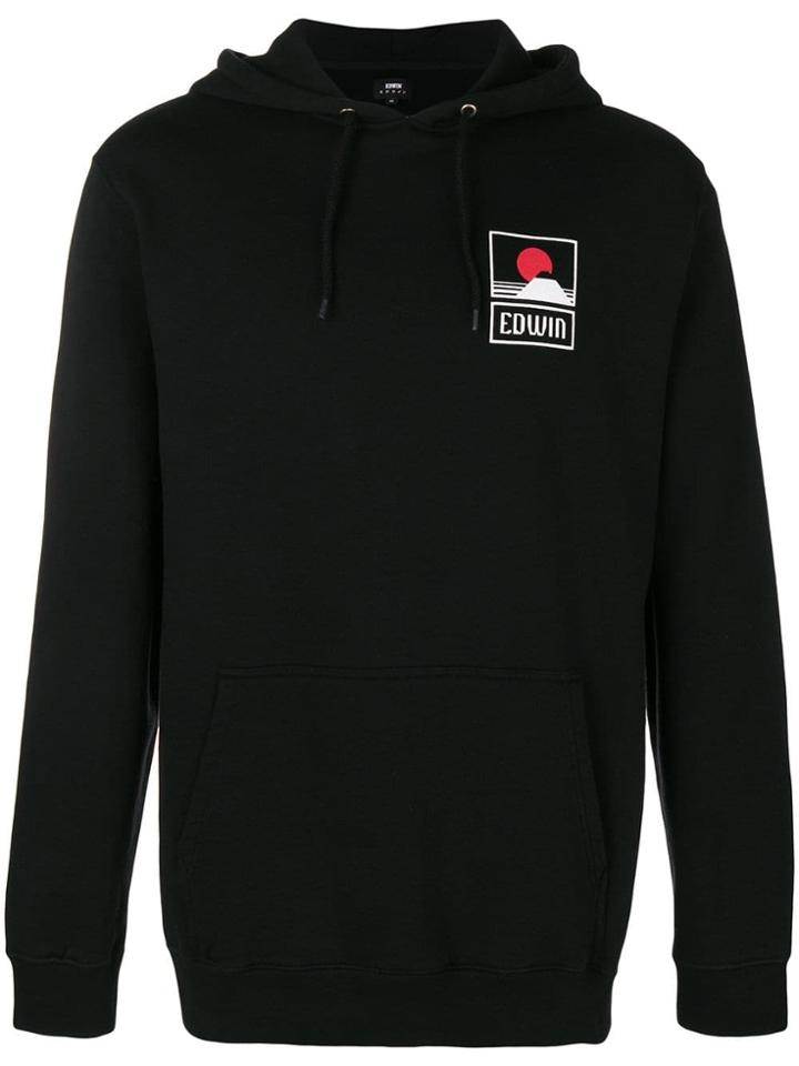 Edwin Logo Print Hoodie - Black