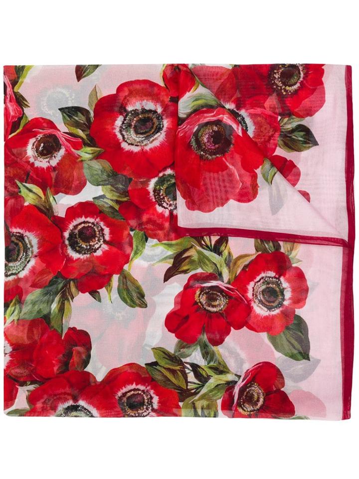 Dolce & Gabbana Floral Scarf - Red