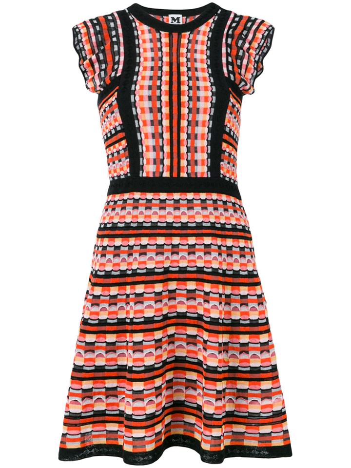 M Missoni Pattern Knit Ruffled Mini Dress - Yellow & Orange