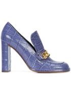 Mulberry Crocodile Embossed Chain Loafers - Pink & Purple