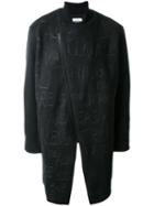 Selfmade By Gianfranco Villegas Embroidered Asymmetric Zip Coat, Men's, Size: 48, Grey, Rayon/wool