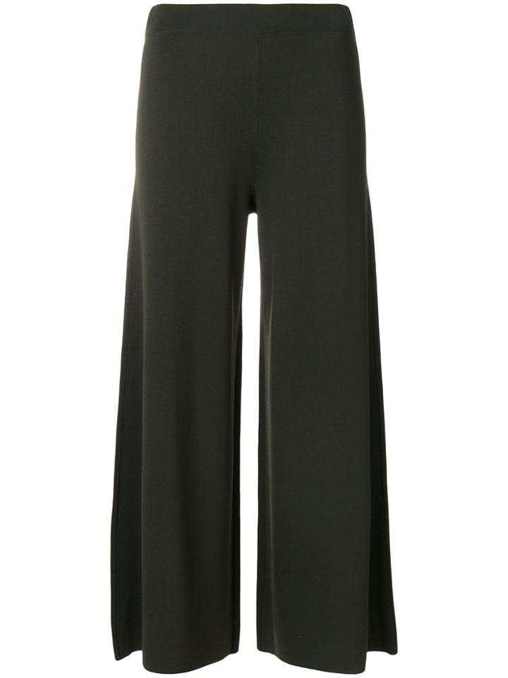 Theory Wide Leg Cropped Trousers - Green