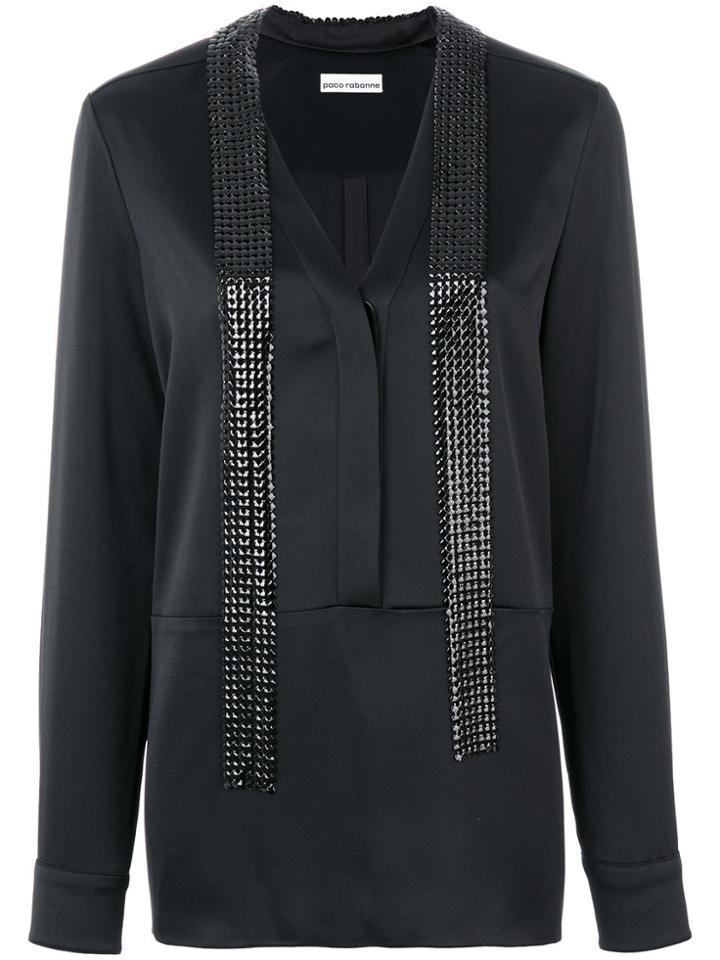 Paco Rabanne Long Embellished Blouse - Black