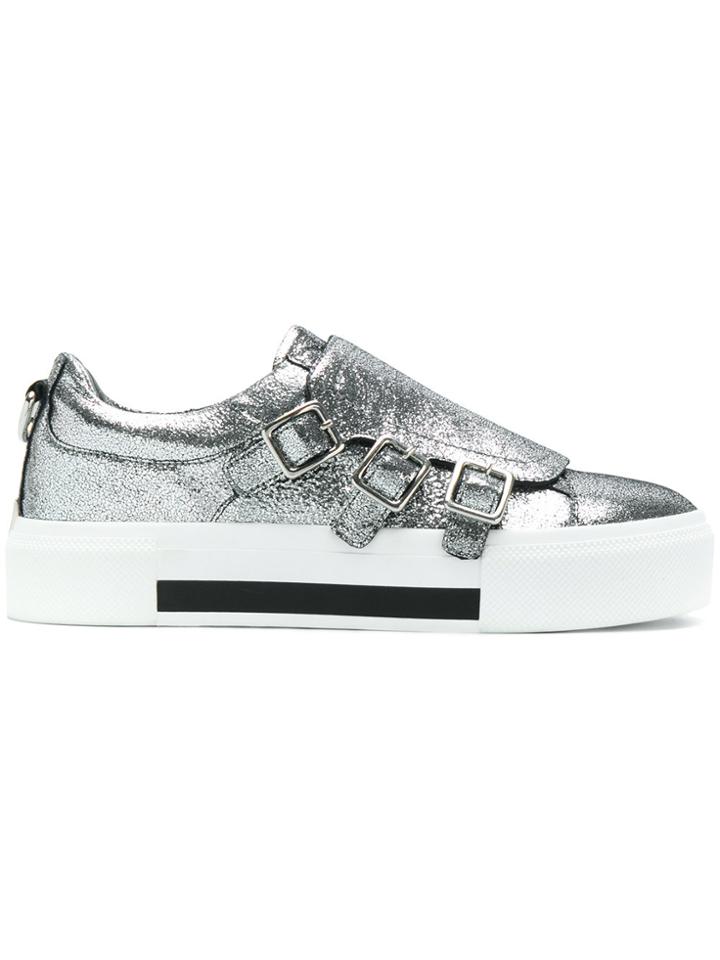 Alexander Mcqueen Buckle Flap Sneakers - Metallic