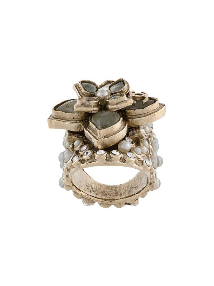 Chanel Pre-owned Embellished Ring - Yellow