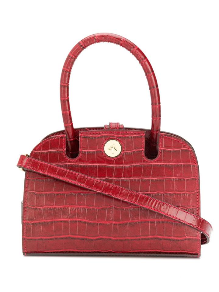 Manu Atelier Crocodile Effect Mini Tote - Red
