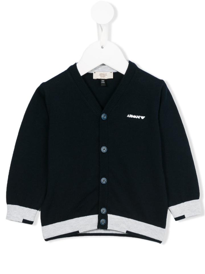 Armani Junior Contrast Stripe Cardigan, Toddler Boy's, Size: 36 Mth, Blue