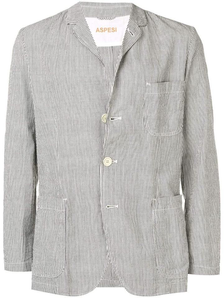 Aspesi Striped Casual Blazer - Blue