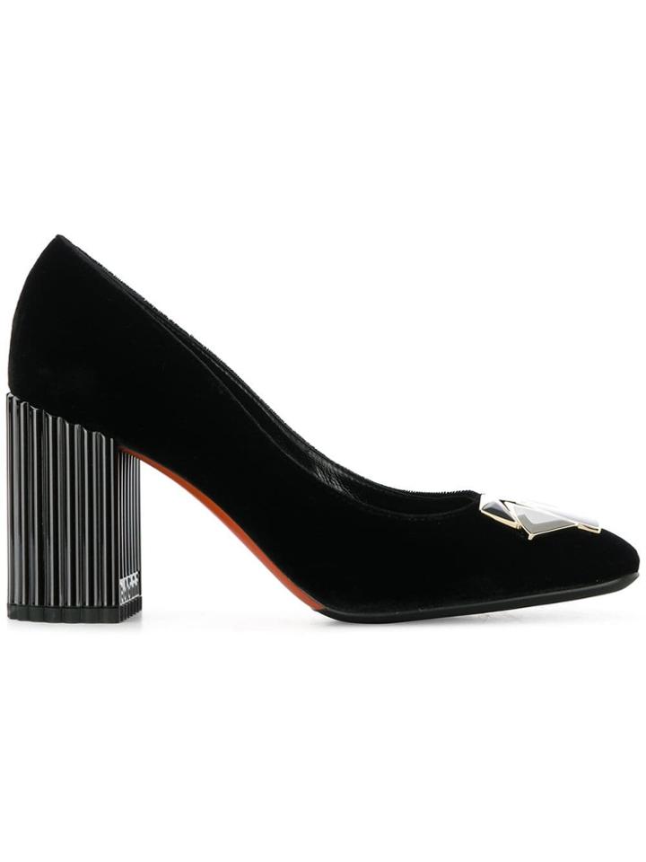 Baldinini Geometric Logo Plaque Pumps - Black