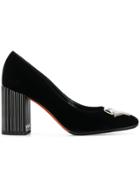 Baldinini Geometric Logo Plaque Pumps - Black